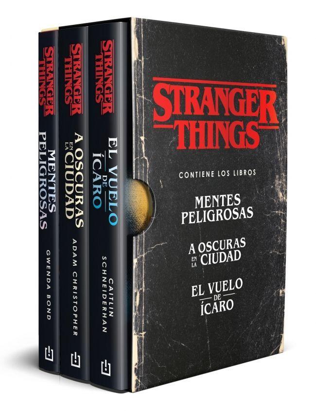 Beispielinhalt (Bild) Estuche Stranger Things (Contiene: Mentes Peligrosas / A Oscuras En La Ciudad / El Vuelo de Ícaro) / Stranger Things Boxed Set