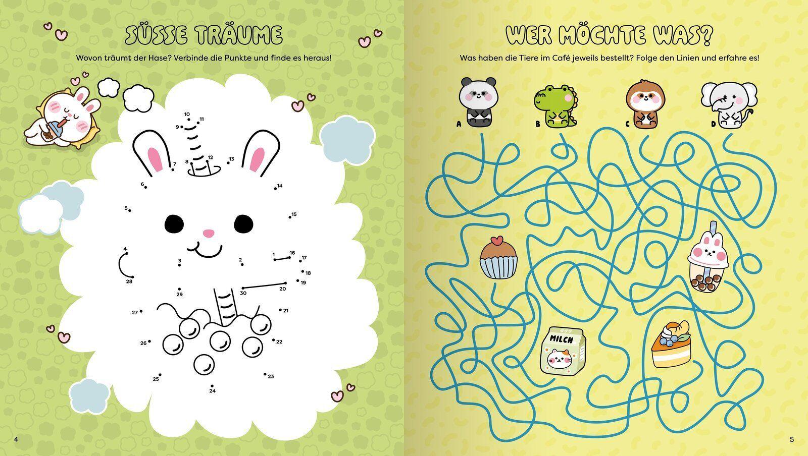 Beispielinhalt (Bild) Bubble Tea | Kawaii - Mal-und Rätselbuch