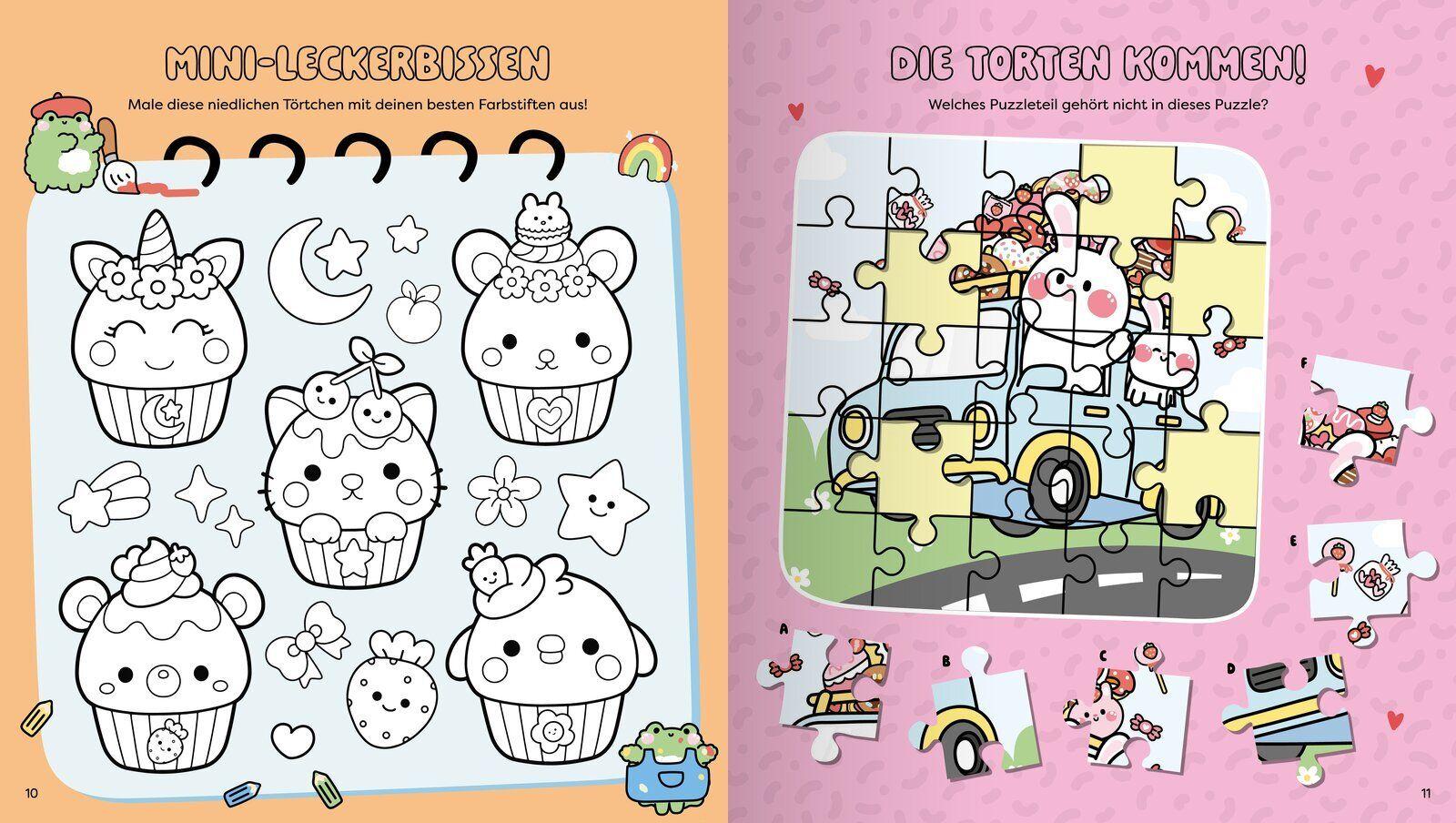 Beispielinhalt (Bild) Cupcakes | Kawaii - Mal-und Rätselbuch