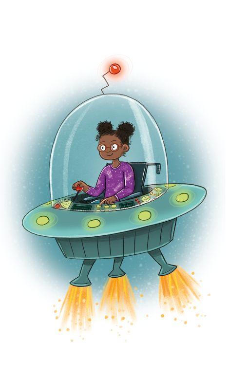 Beispielinhalt (Bild) Erzählkärtchen: Abenteuer im Weltraum