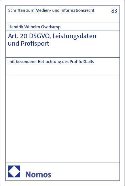Vorderes Coverbild Art. 20 DSGVO, Leistungsdaten und Profisport