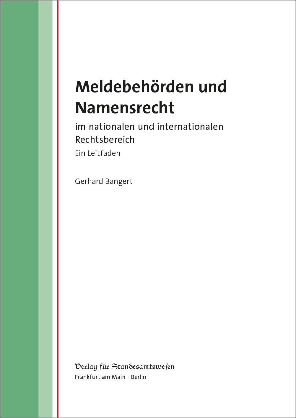 Vorderes Coverbild Meldebehörden und Namensrecht