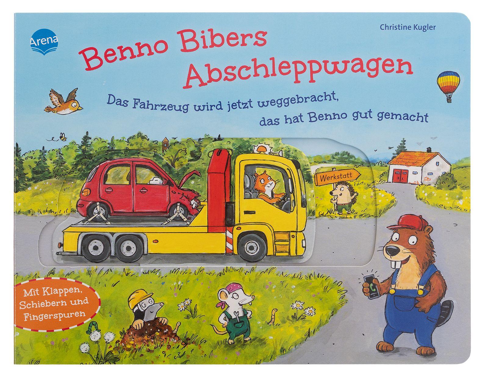 Vorderes Coverbild Benno Bibers Abschleppwagen. Das Fahrzeug wird jetzt weggebracht, das hat Benno gut gemacht