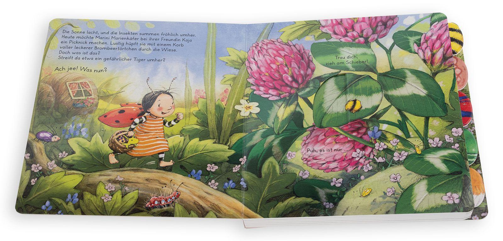 Beispielinhalt (Bild) Mein Spiel- und Mitmachbuch. Marini Marienkäfer traut sich DOCH!