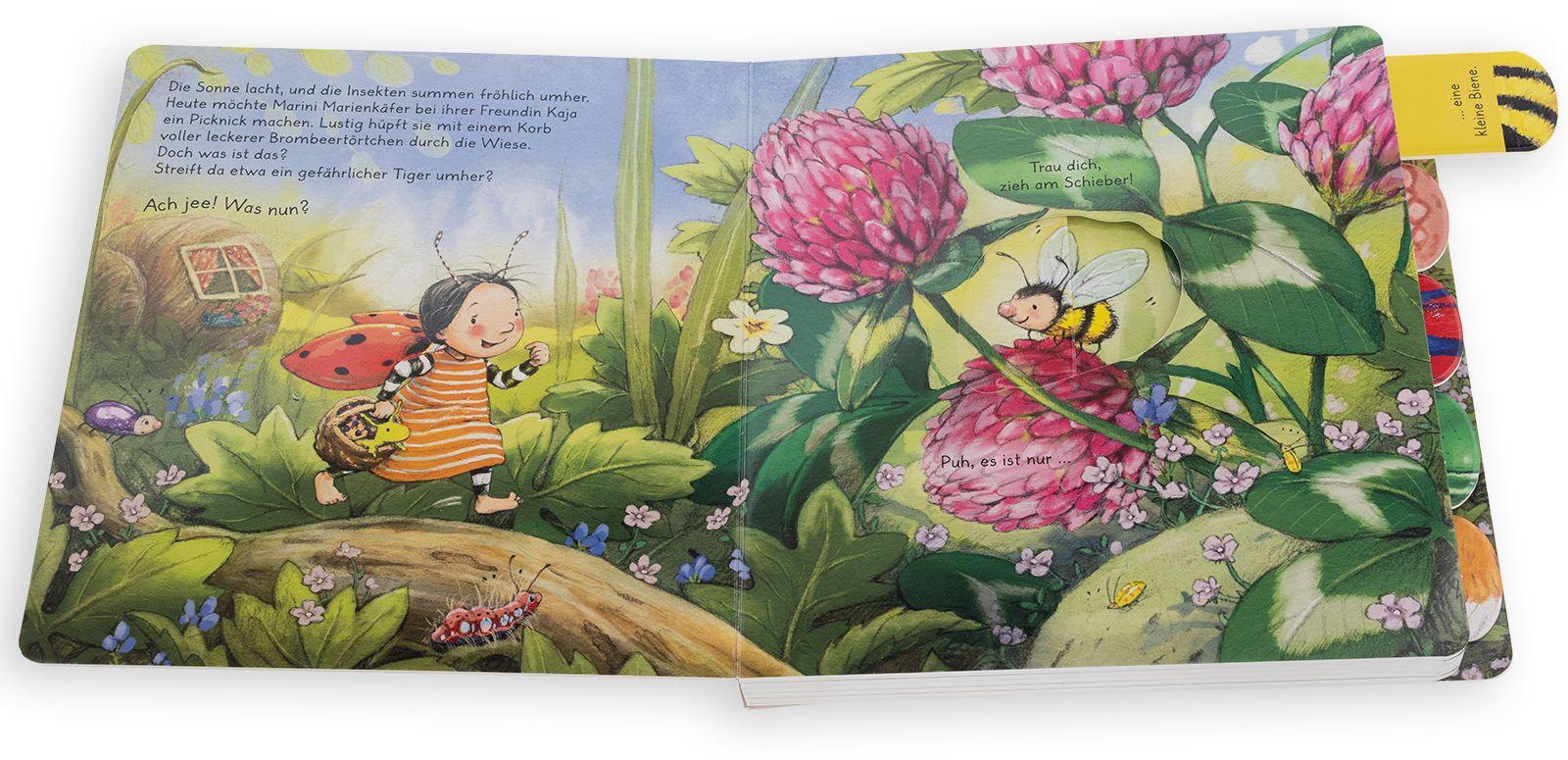 Beispielinhalt (Bild) Mein Spiel- und Mitmachbuch. Marini Marienkäfer traut sich DOCH!
