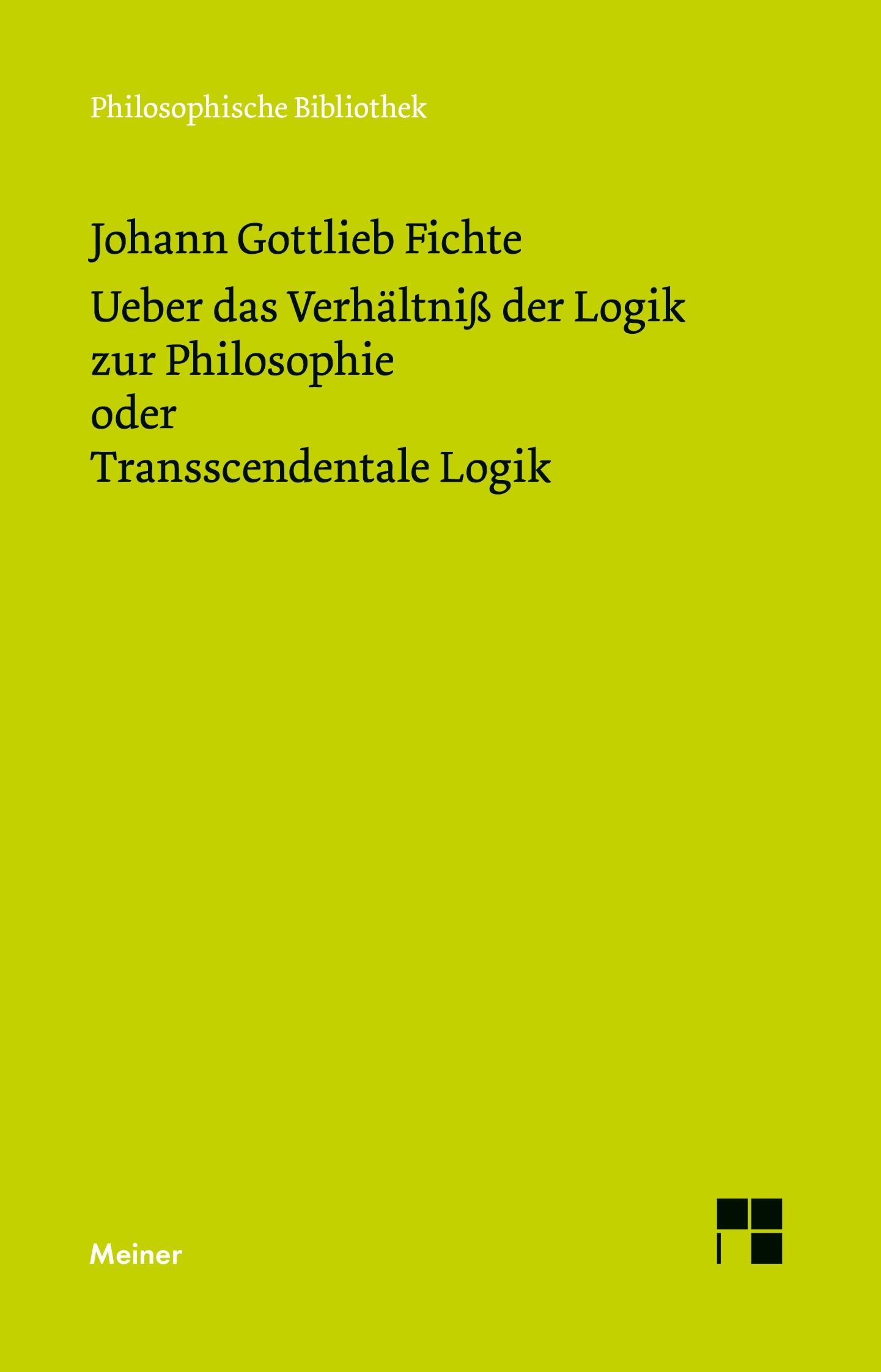 Vorderes Coverbild Ueber das Verhältniß der Logik zur Philosophie oder Transscendentale Logik