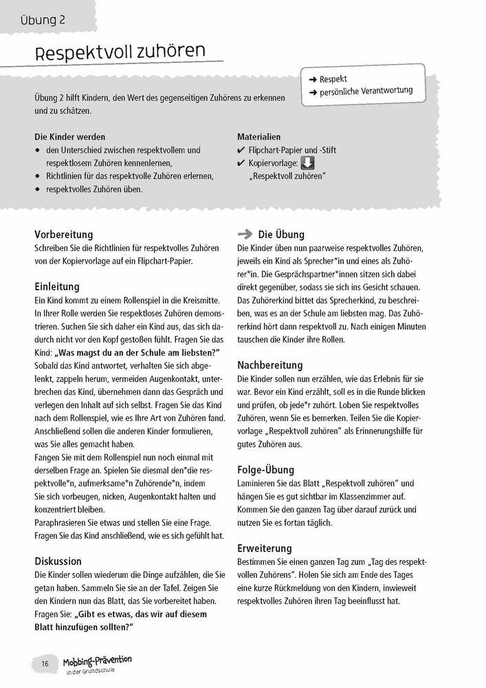 Beispielinhalt (Bild) Mobbing-Prävention in der Grundschule, aktualisierte Neuauflage