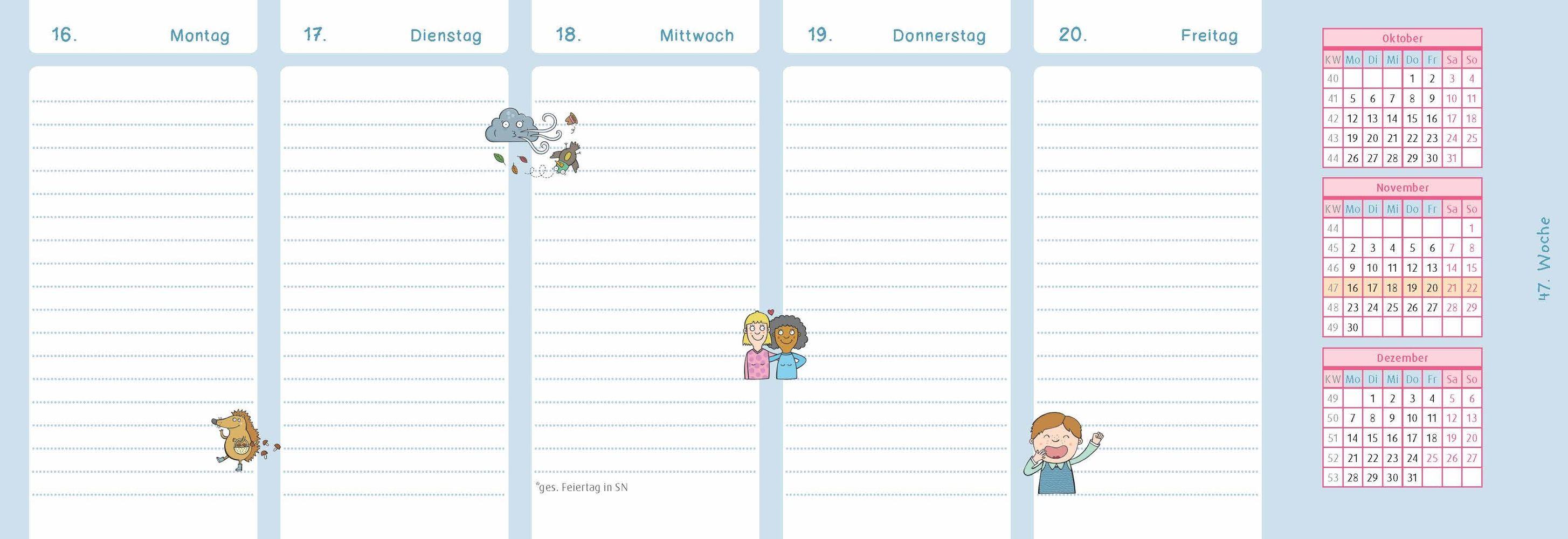 Beispielinhalt (Bild) Der Wochen-Tischkalender für das Kita-Jahr 2026/2027