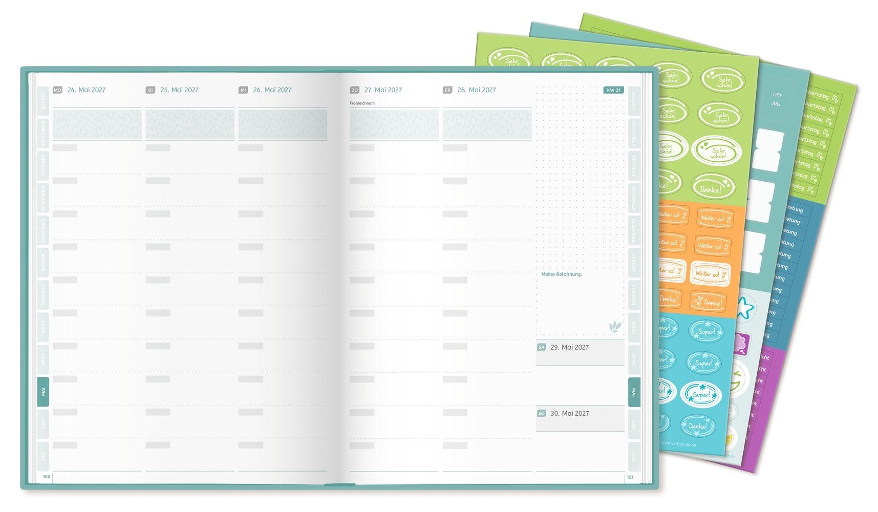 Beispielinhalt (Bild) Mein Lehrerplaner A4+ - Hardcover - Lehrerkalender für das Schuljahr 2026/2027 - Blättermeer