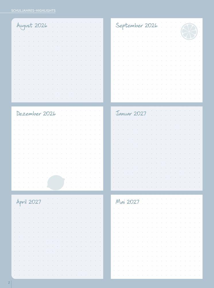 Beispielinhalt (Bild) Mein Lehrerplaner A5+ - Hardcover - Lehrerkalender für das Schuljahr 2026/2027 - Zitronentanz