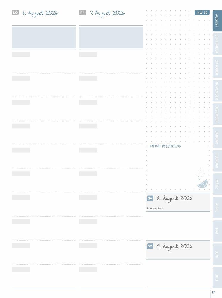Beispielinhalt (Bild) Mein Lehrerplaner A5+ - Hardcover - Lehrerkalender für das Schuljahr 2026/2027 - Zitronentanz