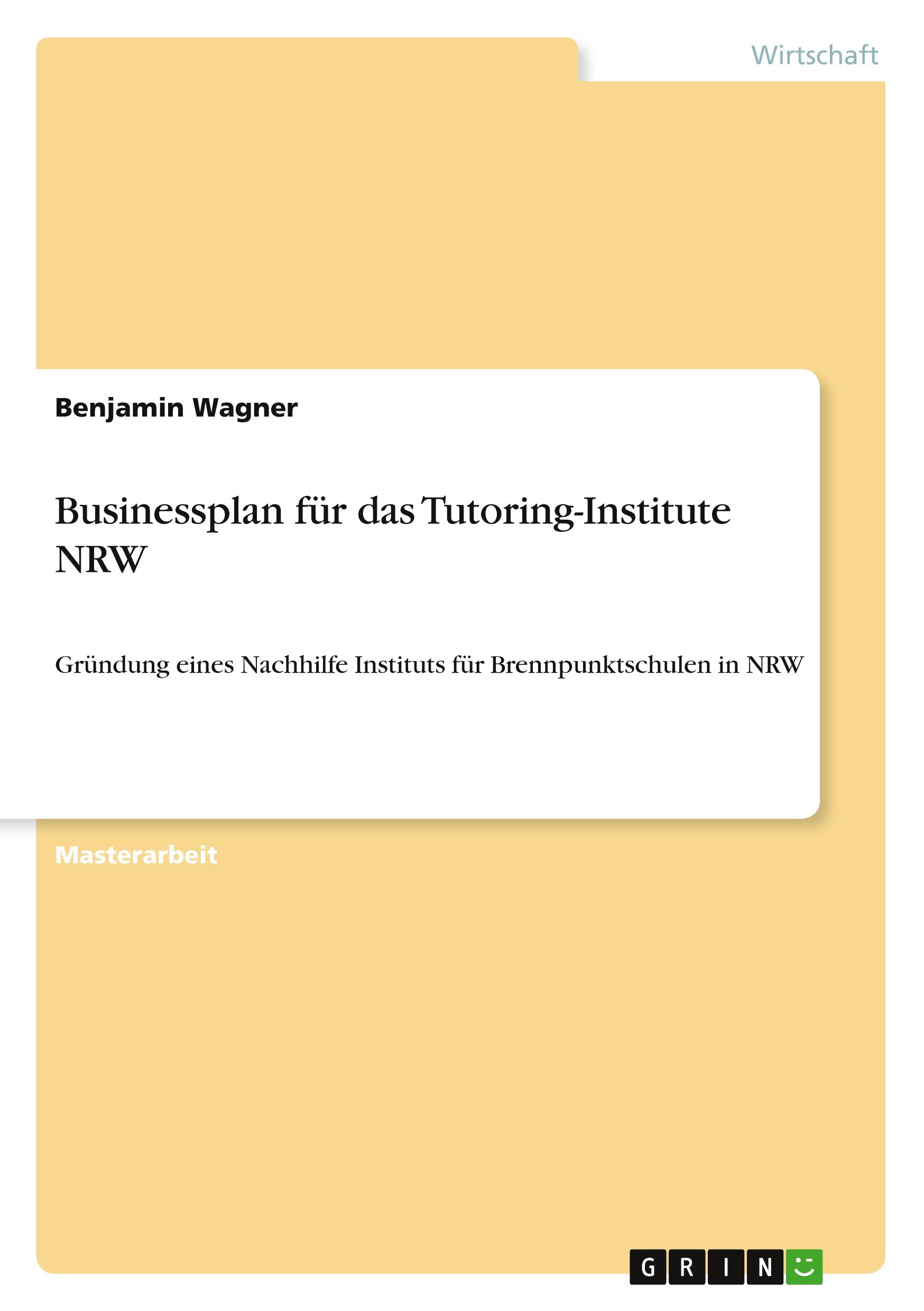Vorderes Coverbild Businessplan für das Tutoring-Institute NRW