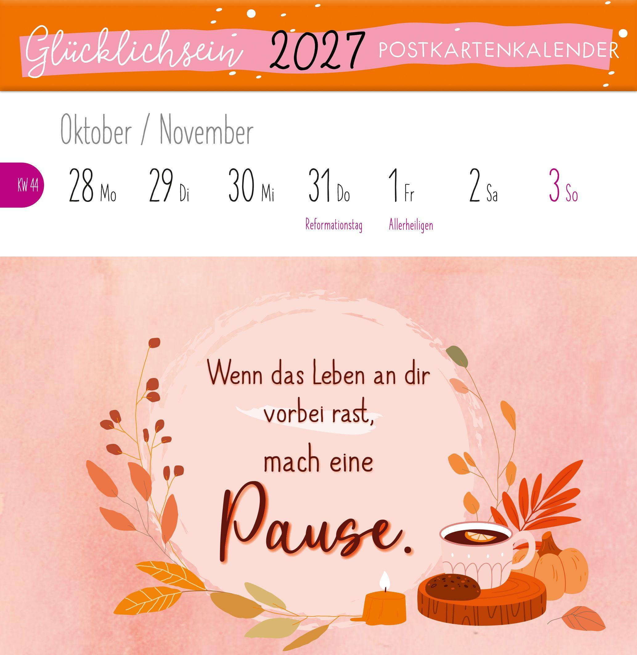 Beispielinhalt (Bild) Postkartenkalender Glücklichsein 2027 by konfettiberlin