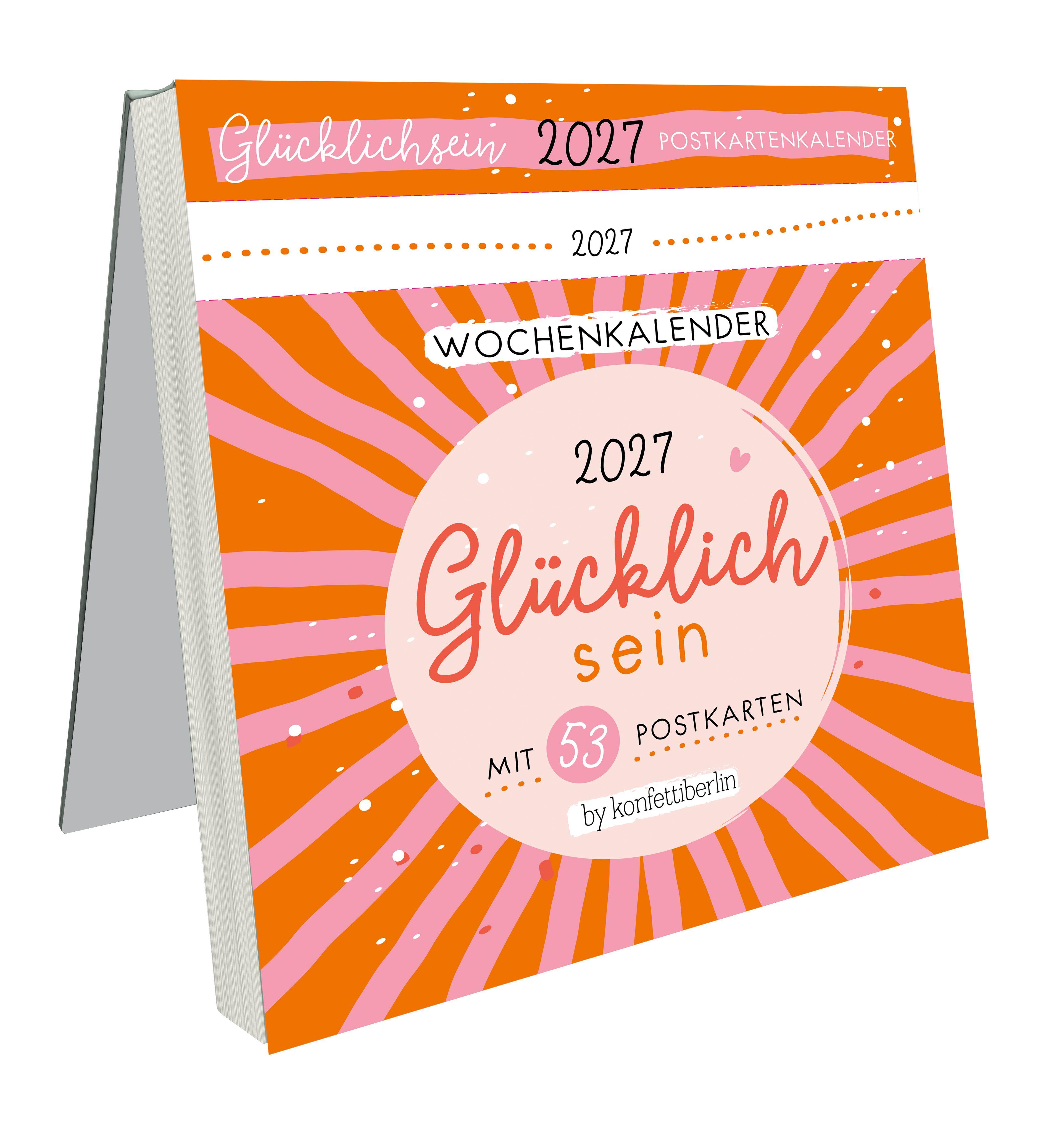 Vorderes Coverbild Postkartenkalender Glücklichsein 2027 by konfettiberlin