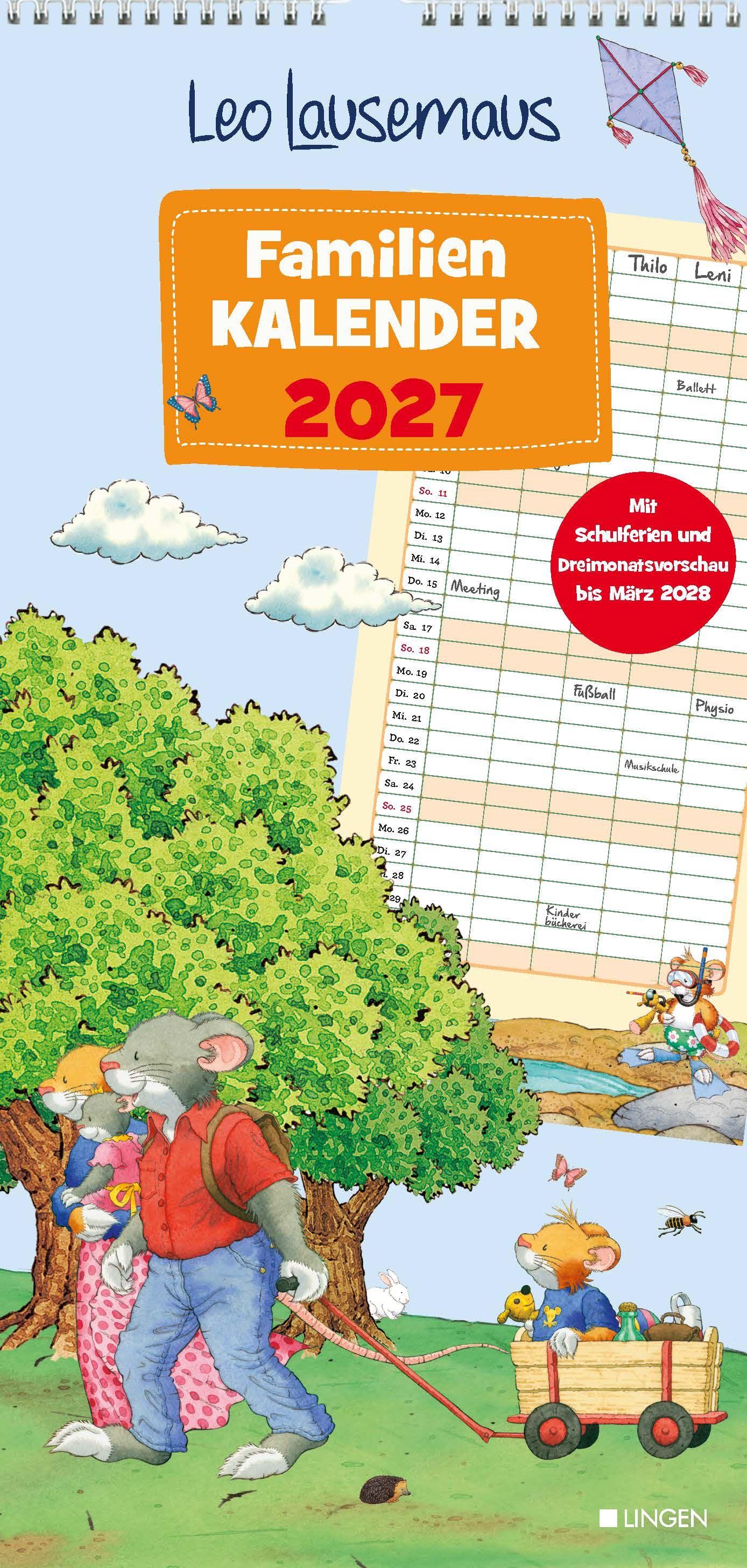 Vorderes Coverbild Leo Lausemaus - Familienkalender 2027