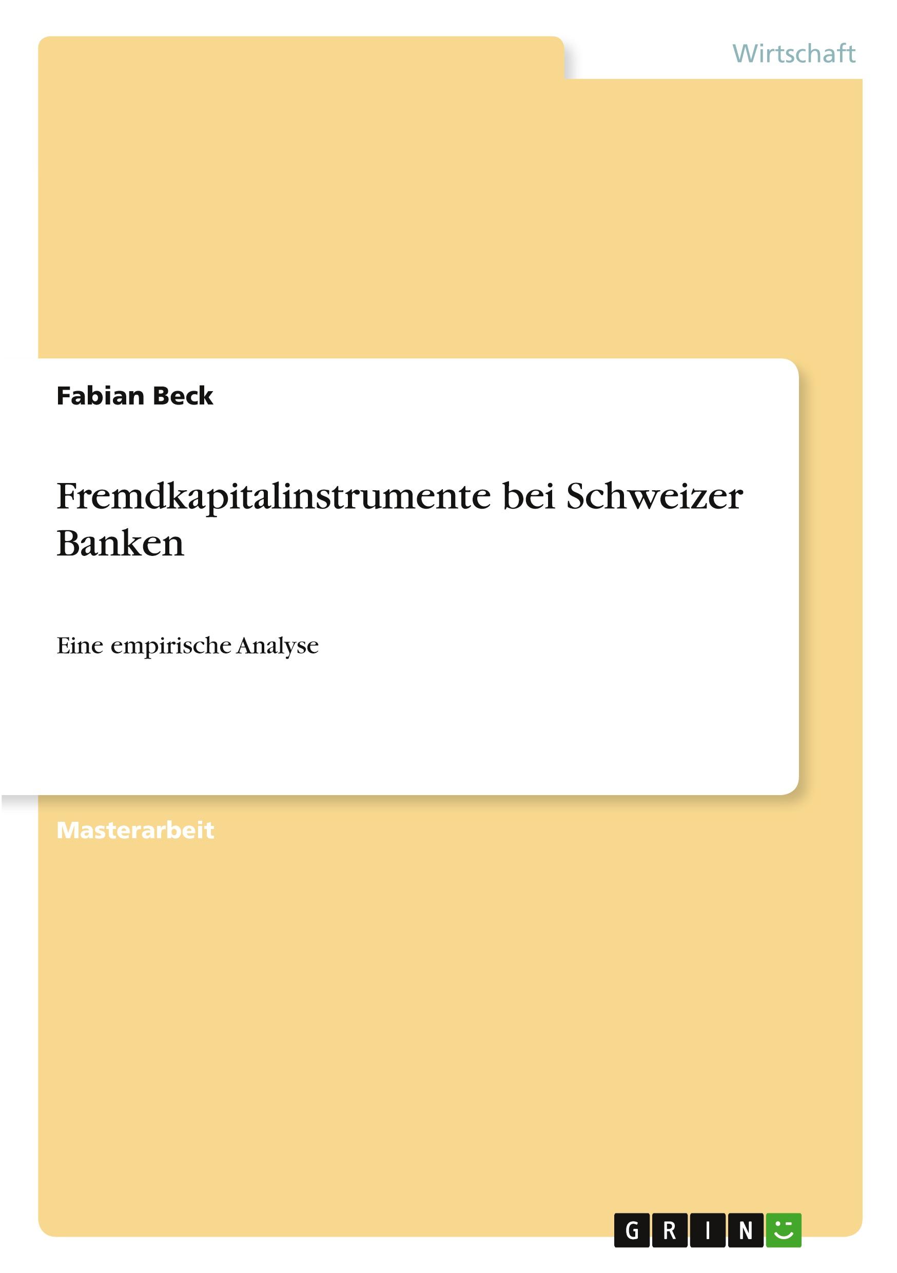 Vorderes Coverbild Fremdkapitalinstrumente bei Schweizer Banken