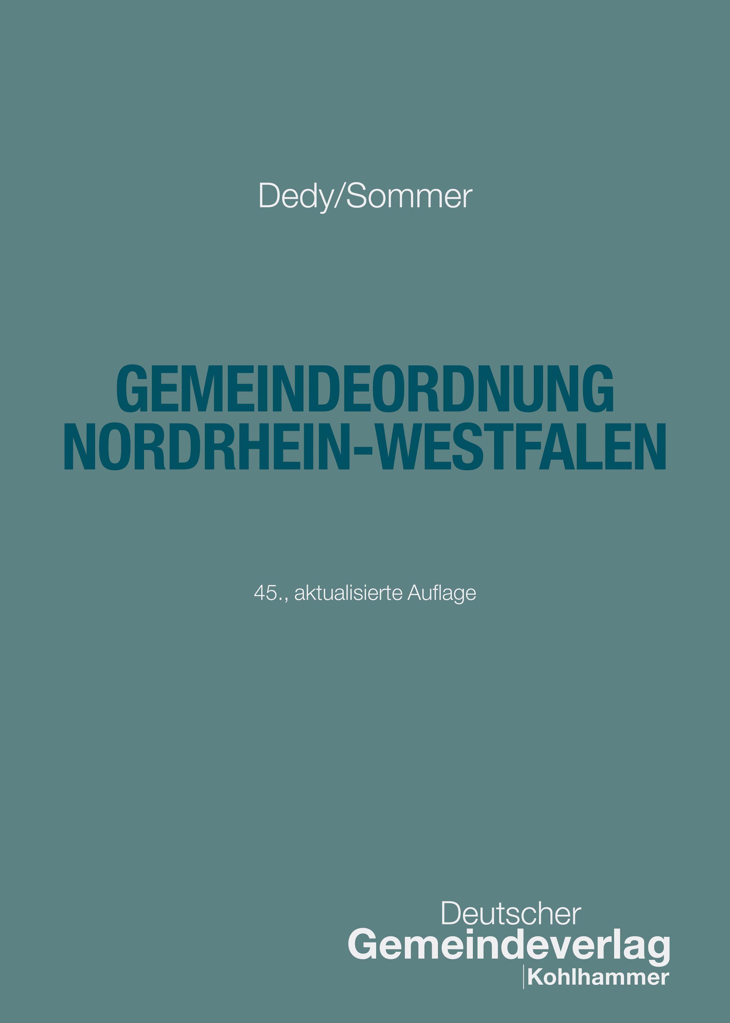 Vorderes Coverbild Gemeindeordnung Nordrhein-Westfalen