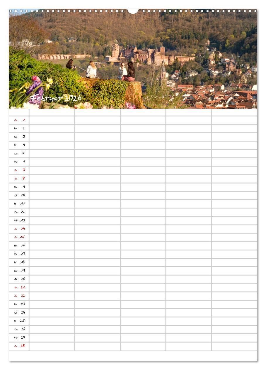 Beispielinhalt (Bild) Heidelberger Familienkalender (hochwertiger Premium Wandkalender 2026 DIN A2 hoch), Kunstdruck in Hochglanz