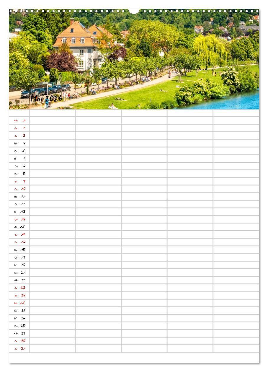 Beispielinhalt (Bild) Heidelberger Familienkalender (hochwertiger Premium Wandkalender 2026 DIN A2 hoch), Kunstdruck in Hochglanz