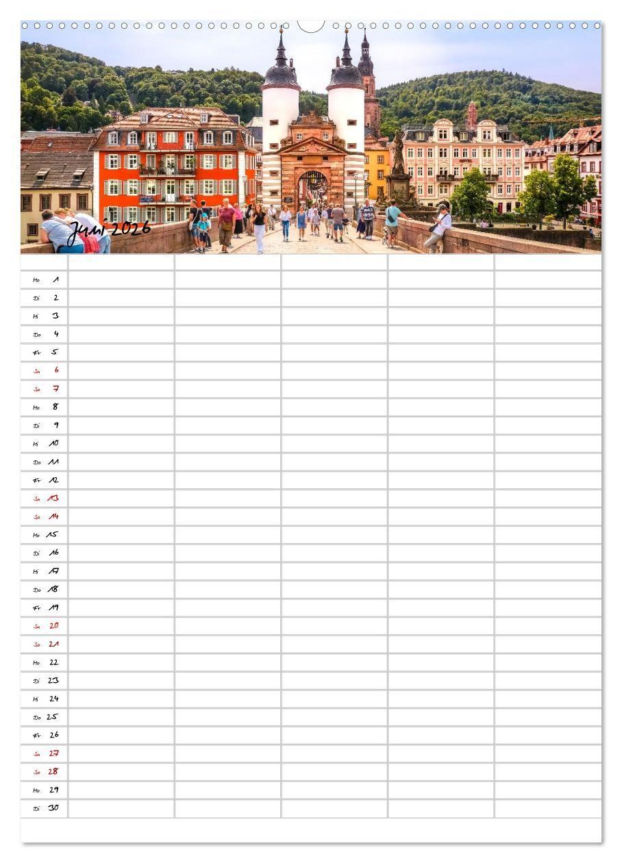 Beispielinhalt (Bild) Heidelberger Familienkalender (hochwertiger Premium Wandkalender 2026 DIN A2 hoch), Kunstdruck in Hochglanz
