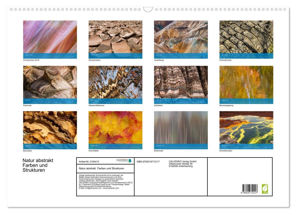 Beispielinhalt (Bild) Natur abstrakt Farben und Strukturen (Wandkalender 2026 DIN A2 quer), CALVENDO Monatskalender
