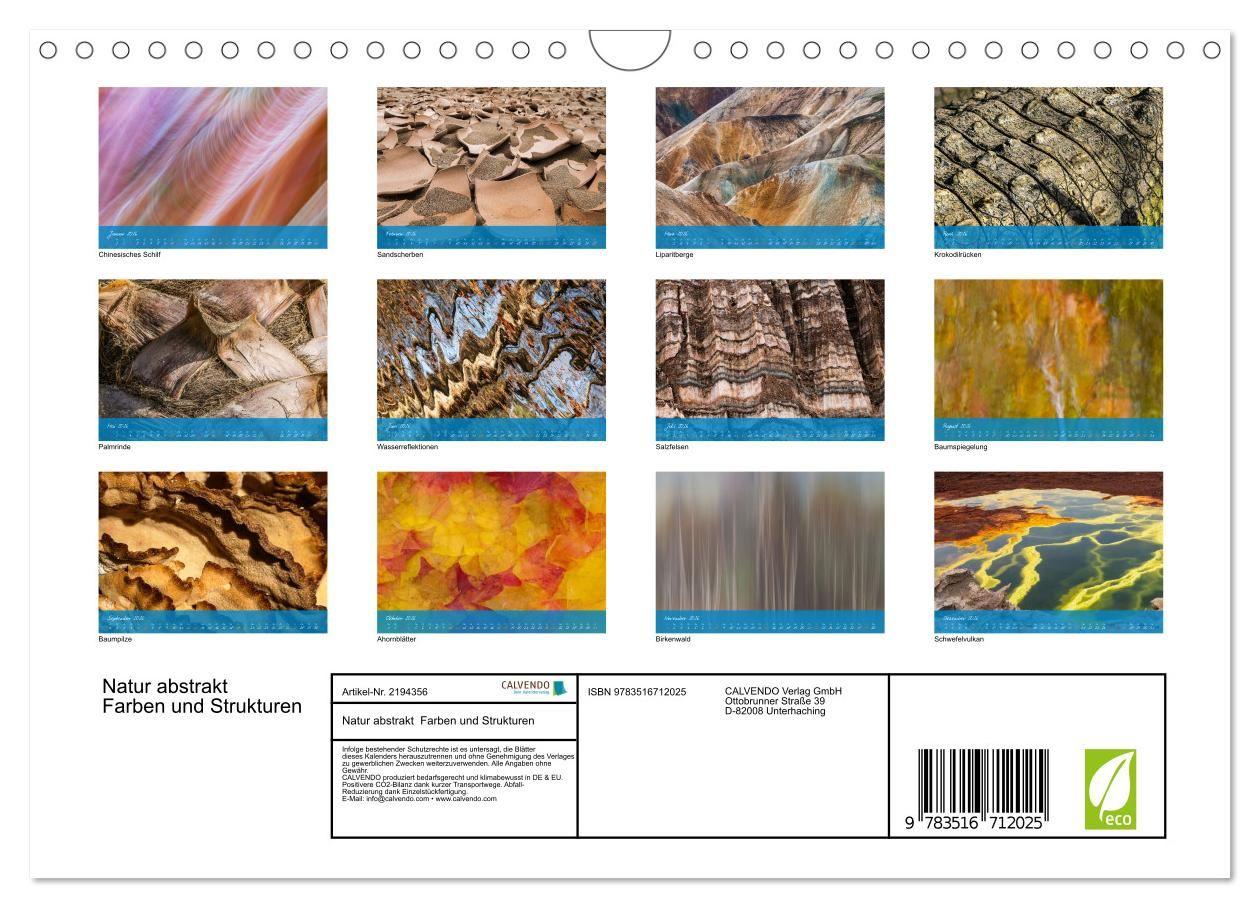 Beispielinhalt (Bild) Natur abstrakt Farben und Strukturen (Wandkalender 2026 DIN A4 quer), CALVENDO Monatskalender