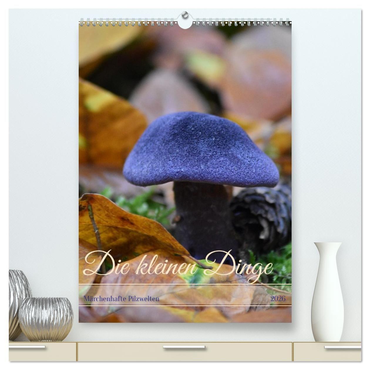 Vorderes Coverbild Die kleinen Dinge - märchenhafte Pilzwelten (hochwertiger Premium Wandkalender 2026 DIN A2 hoch), Kunstdruck in Hochglanz