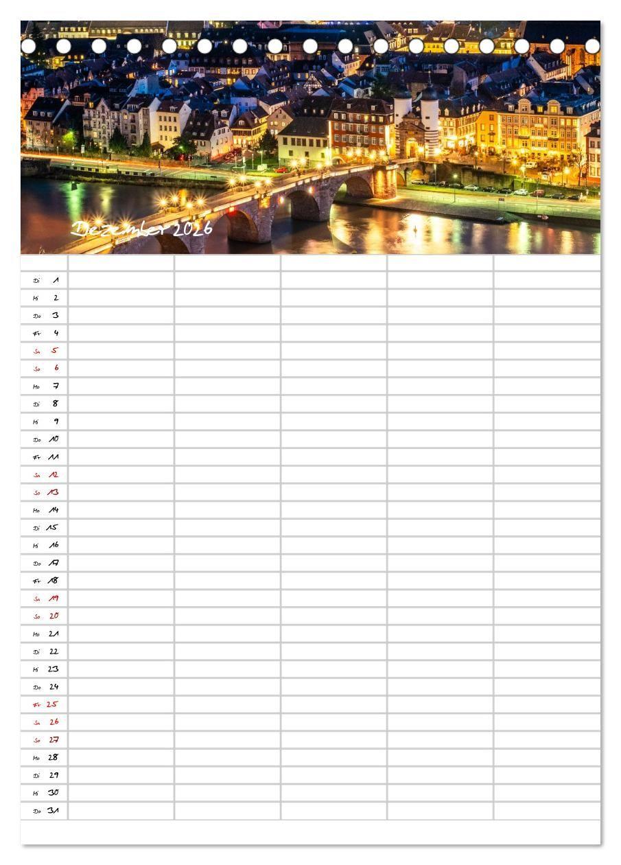 Beispielinhalt (Bild) Heidelberger Familienkalender (Tischkalender 2026 DIN A5 hoch), CALVENDO Monatskalender