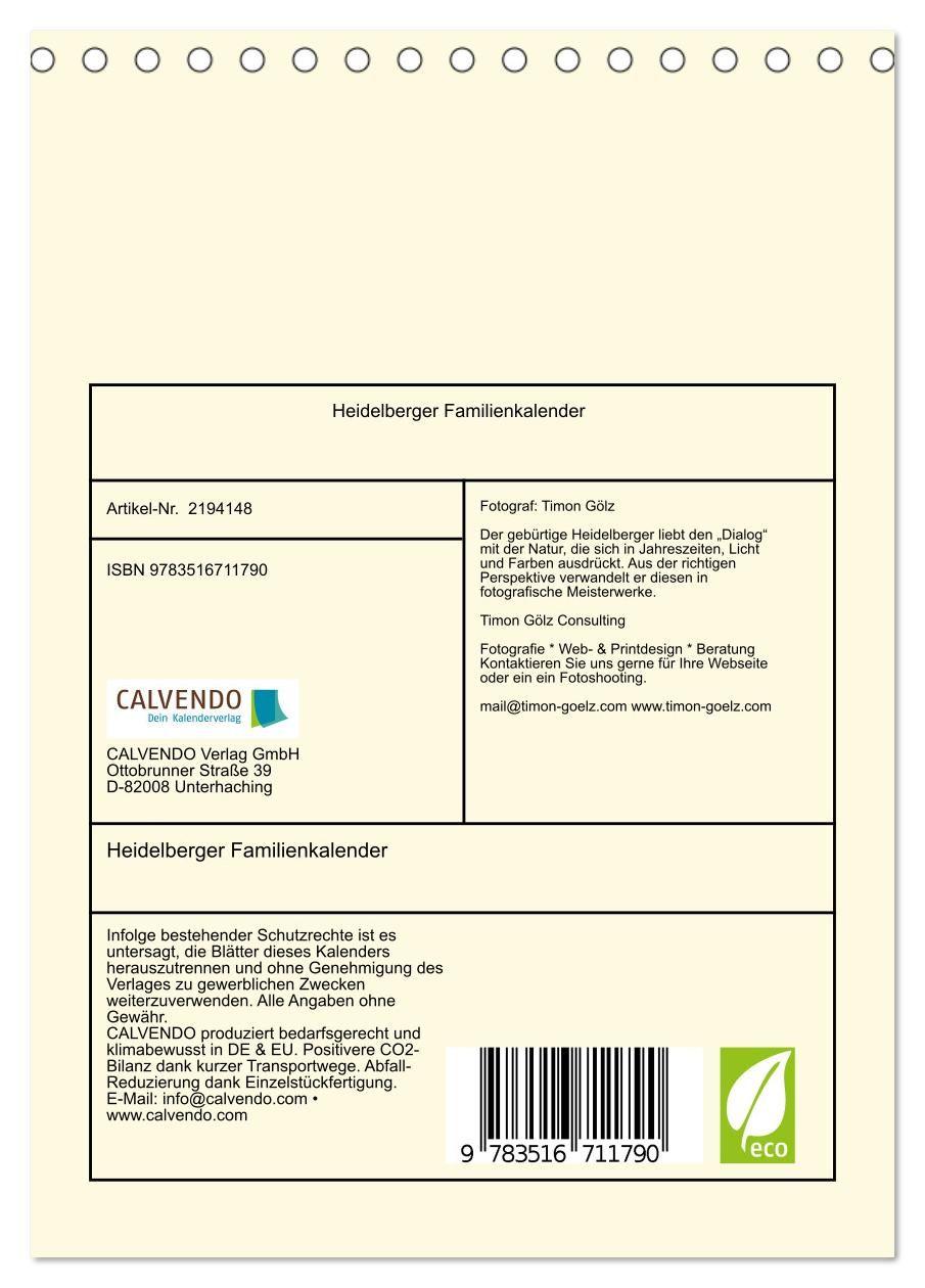 Beispielinhalt (Bild) Heidelberger Familienkalender (Tischkalender 2026 DIN A5 hoch), CALVENDO Monatskalender