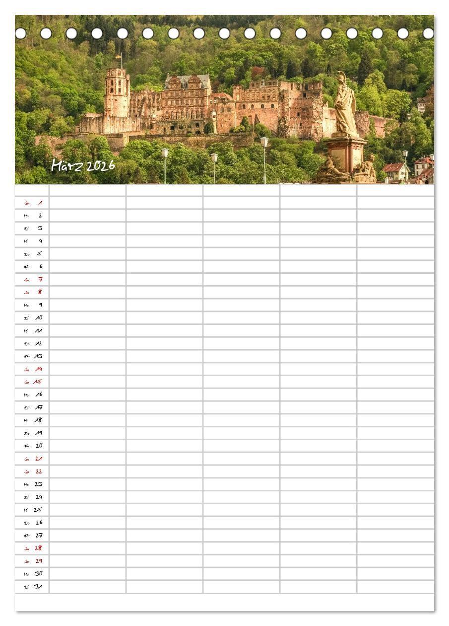 Beispielinhalt (Bild) Heidelberger Familienkalender (Tischkalender 2026 DIN A5 hoch), CALVENDO Monatskalender