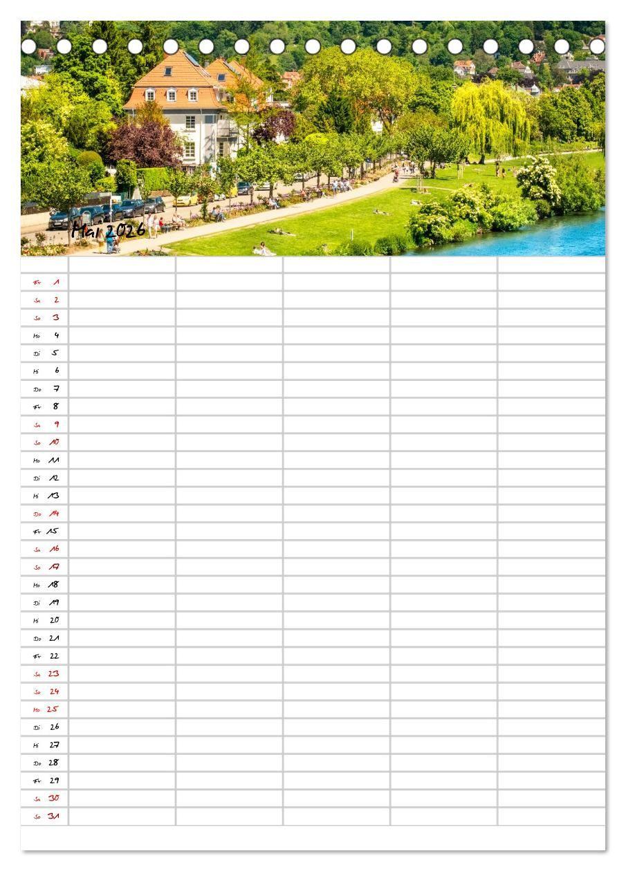 Beispielinhalt (Bild) Heidelberger Familienkalender (Tischkalender 2026 DIN A5 hoch), CALVENDO Monatskalender