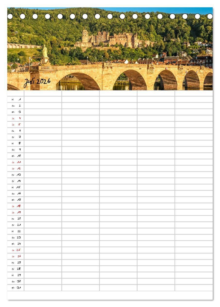 Beispielinhalt (Bild) Heidelberger Familienkalender (Tischkalender 2026 DIN A5 hoch), CALVENDO Monatskalender