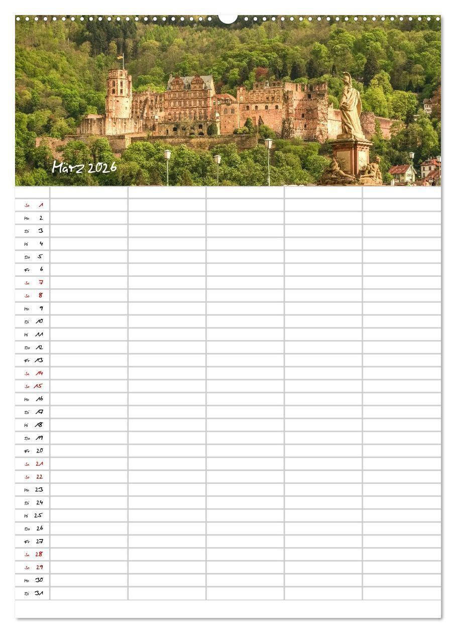 Beispielinhalt (Bild) Heidelberger Familienkalender (Wandkalender 2026 DIN A2 hoch), CALVENDO Monatskalender