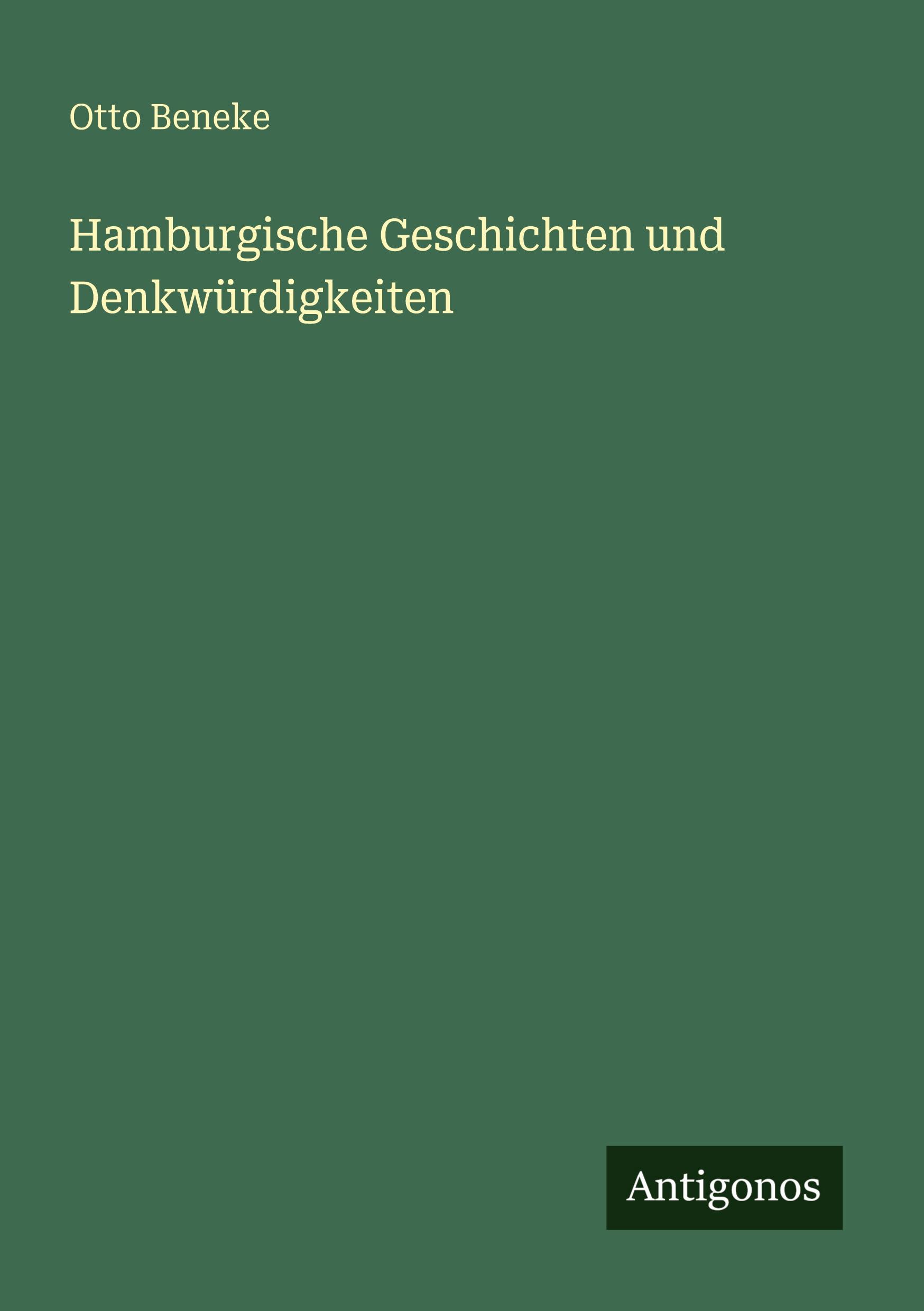 Vorderes Coverbild Hamburgische Geschichten und Denkwürdigkeiten