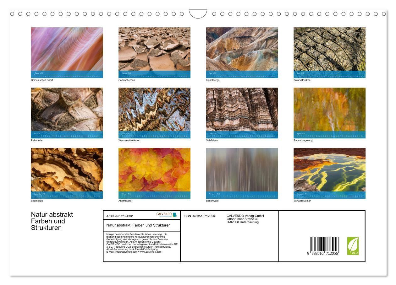 Beispielinhalt (Bild) Natur abstrakt Farben und Strukturen (Wandkalender 2026 DIN A3 quer), CALVENDO Monatskalender