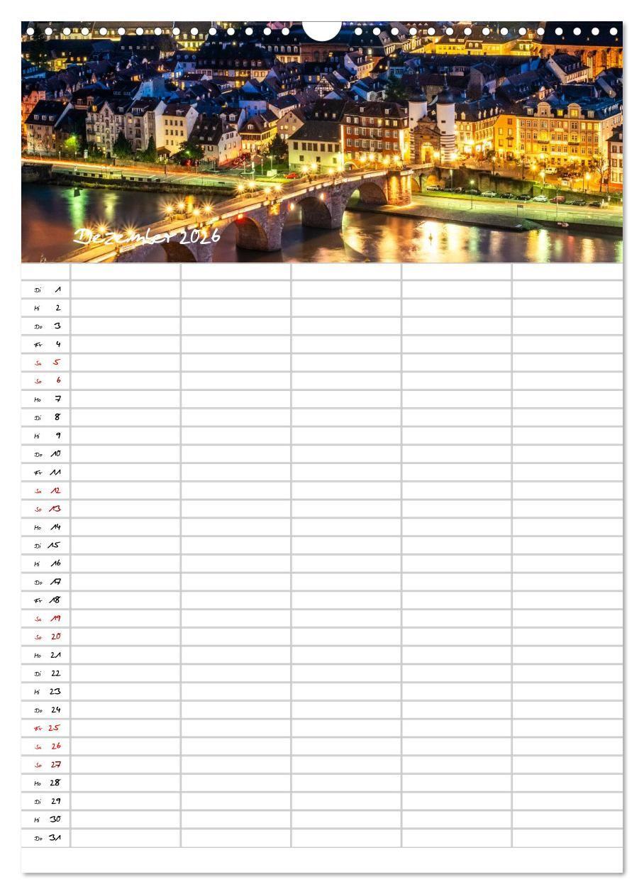 Beispielinhalt (Bild) Heidelberger Familienkalender (Wandkalender 2026 DIN A3 hoch), CALVENDO Monatskalender