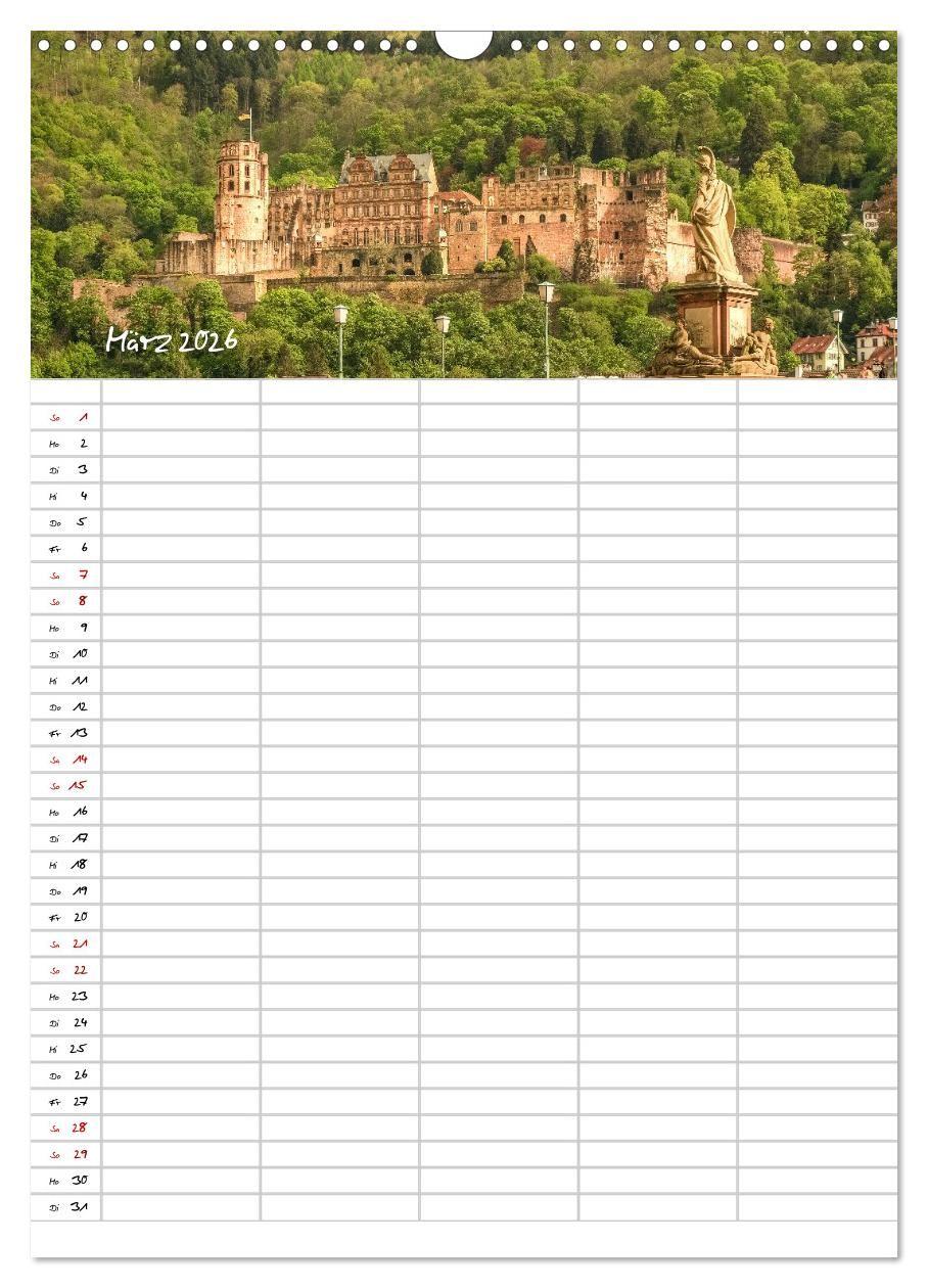 Beispielinhalt (Bild) Heidelberger Familienkalender (Wandkalender 2026 DIN A3 hoch), CALVENDO Monatskalender