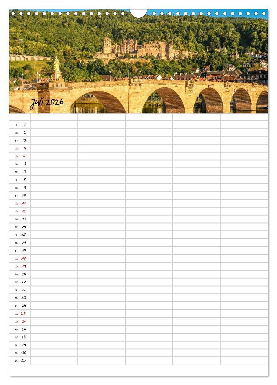 Beispielinhalt (Bild) Heidelberger Familienkalender (Wandkalender 2026 DIN A3 hoch), CALVENDO Monatskalender