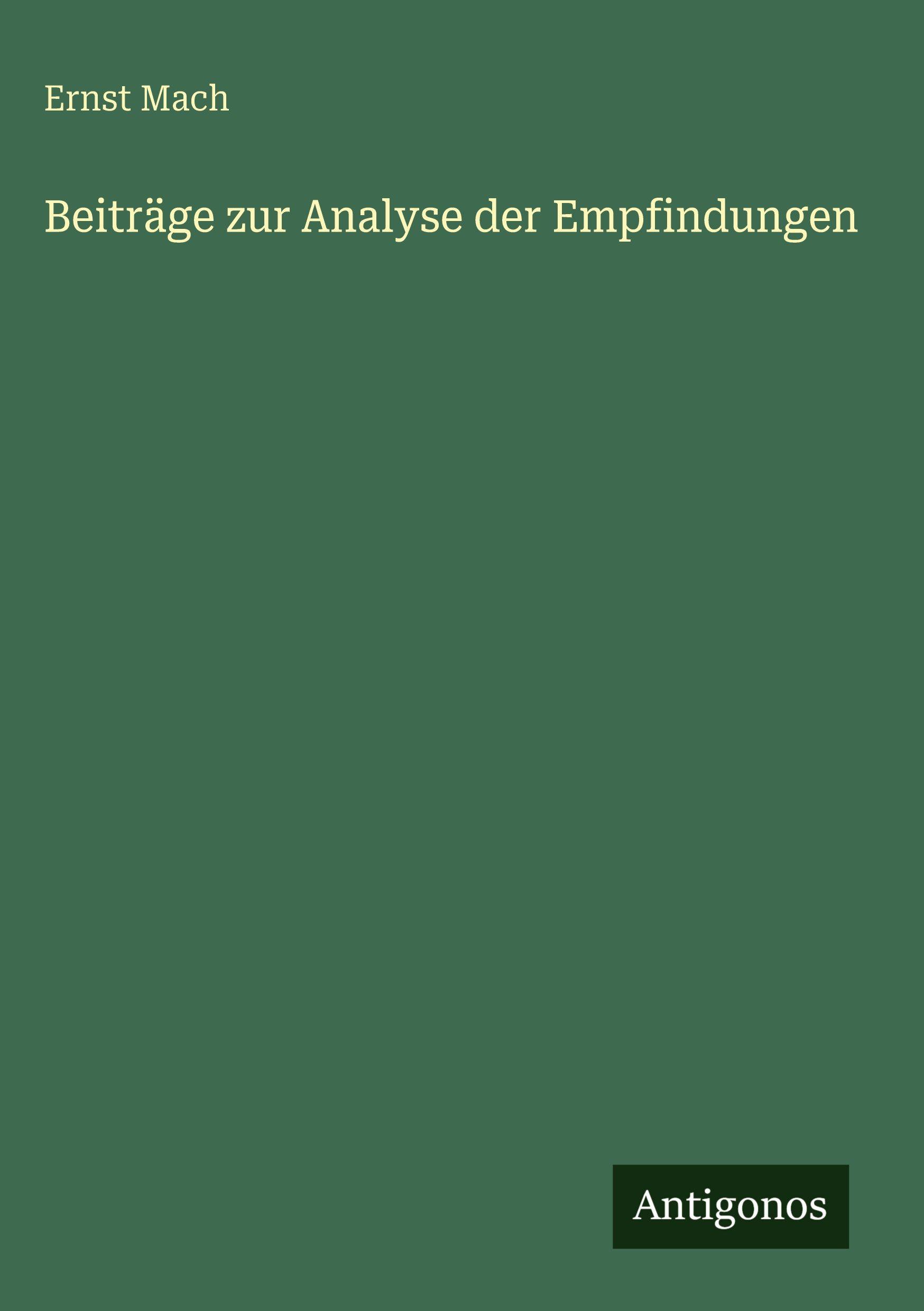Vorderes Coverbild Beiträge zur Analyse der Empfindungen
