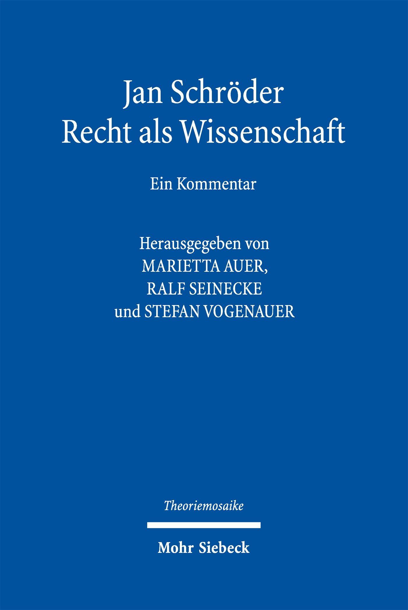 Vorderes Coverbild Jan Schröder: Recht als Wissenschaft