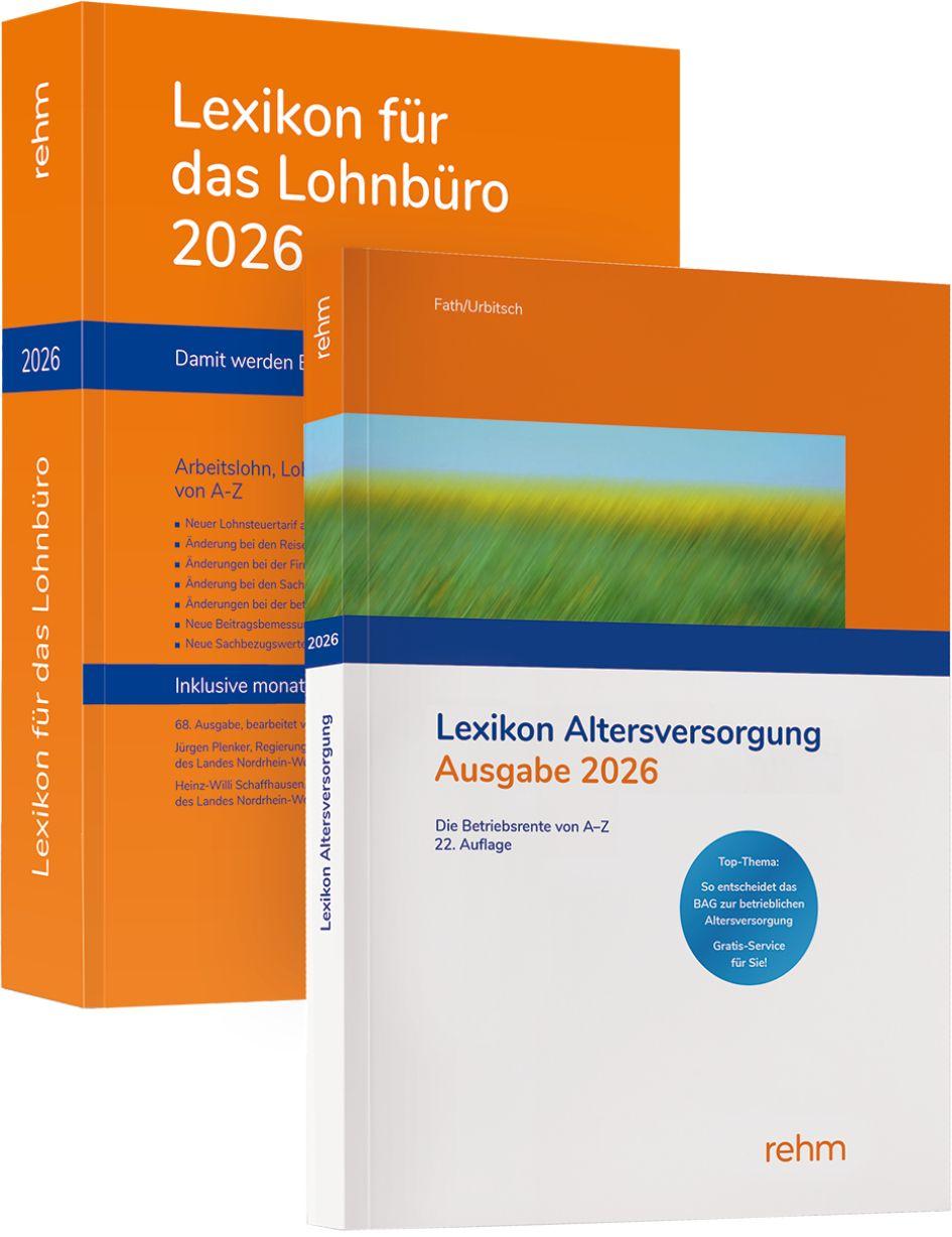 Vorderes Coverbild Buchpaket Lexikon für das Lohnbüro und Lexikon Altersversorgung 2026