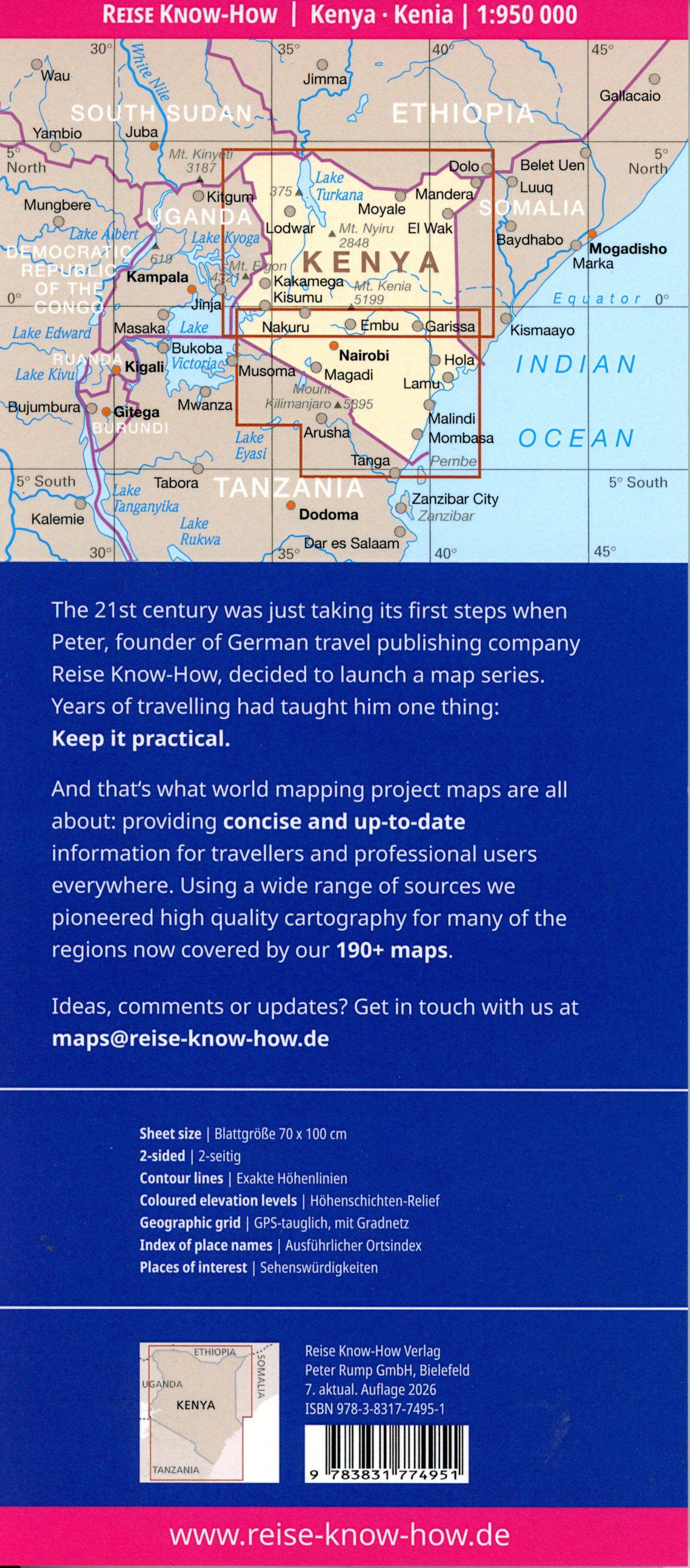 Beispielinhalt (Bild) Reise Know-How Landkarte Kenia / Kenya (1:950.000)