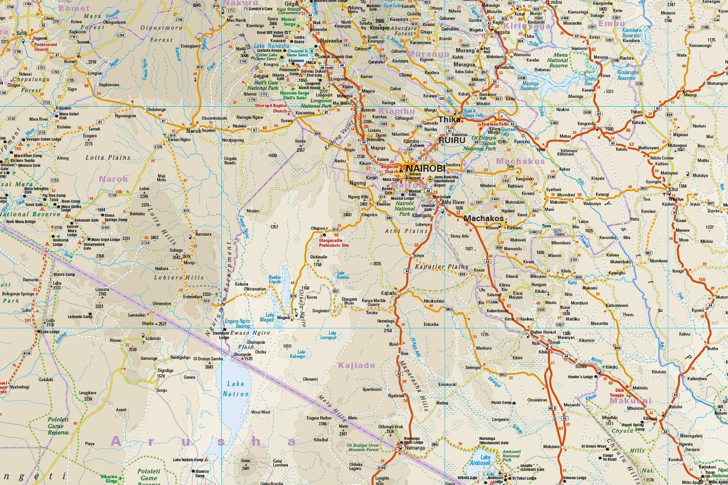 Beispielinhalt (Bild) Reise Know-How Landkarte Kenia / Kenya (1:950.000)