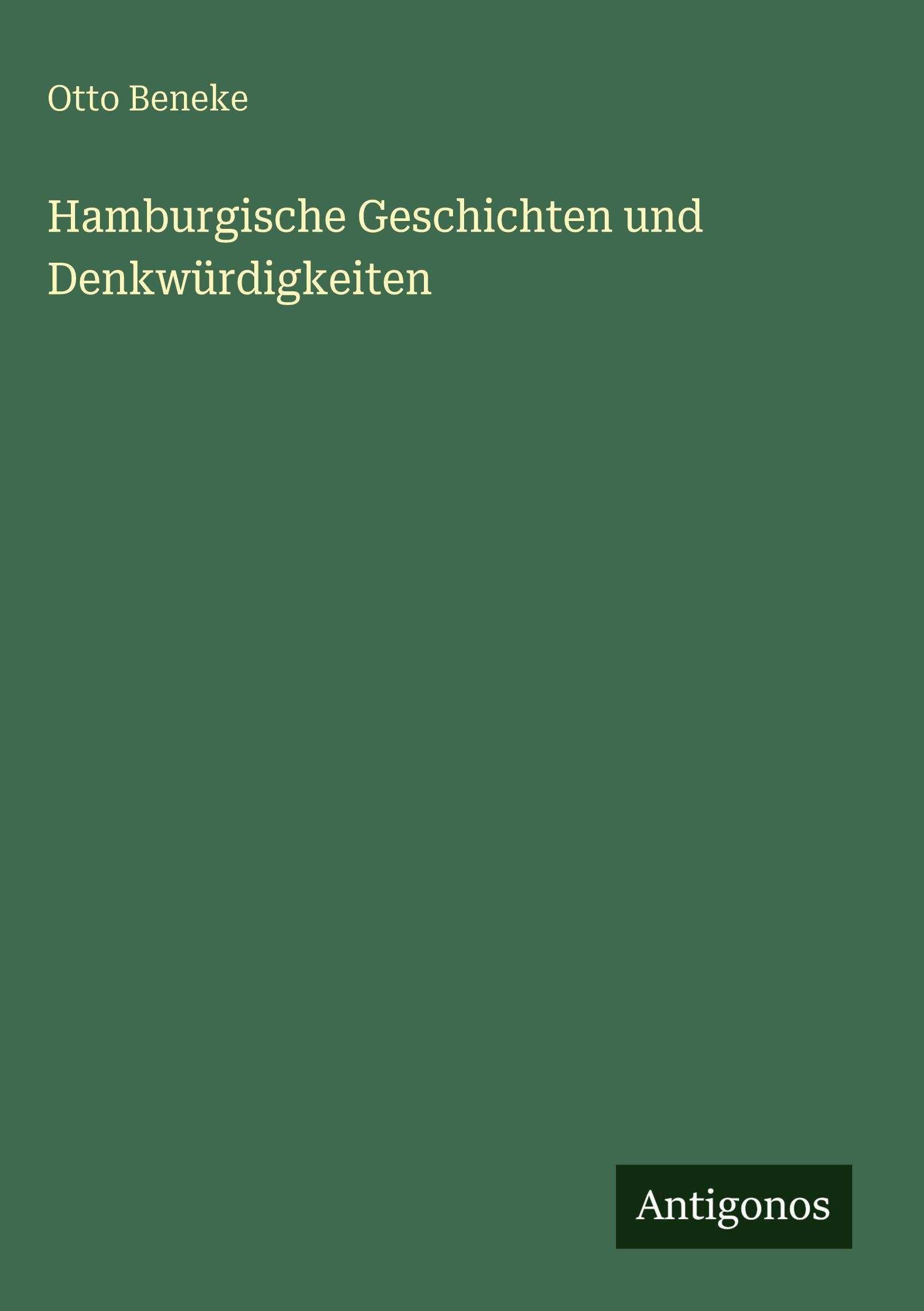 Vorderes Coverbild Hamburgische Geschichten und Denkwürdigkeiten