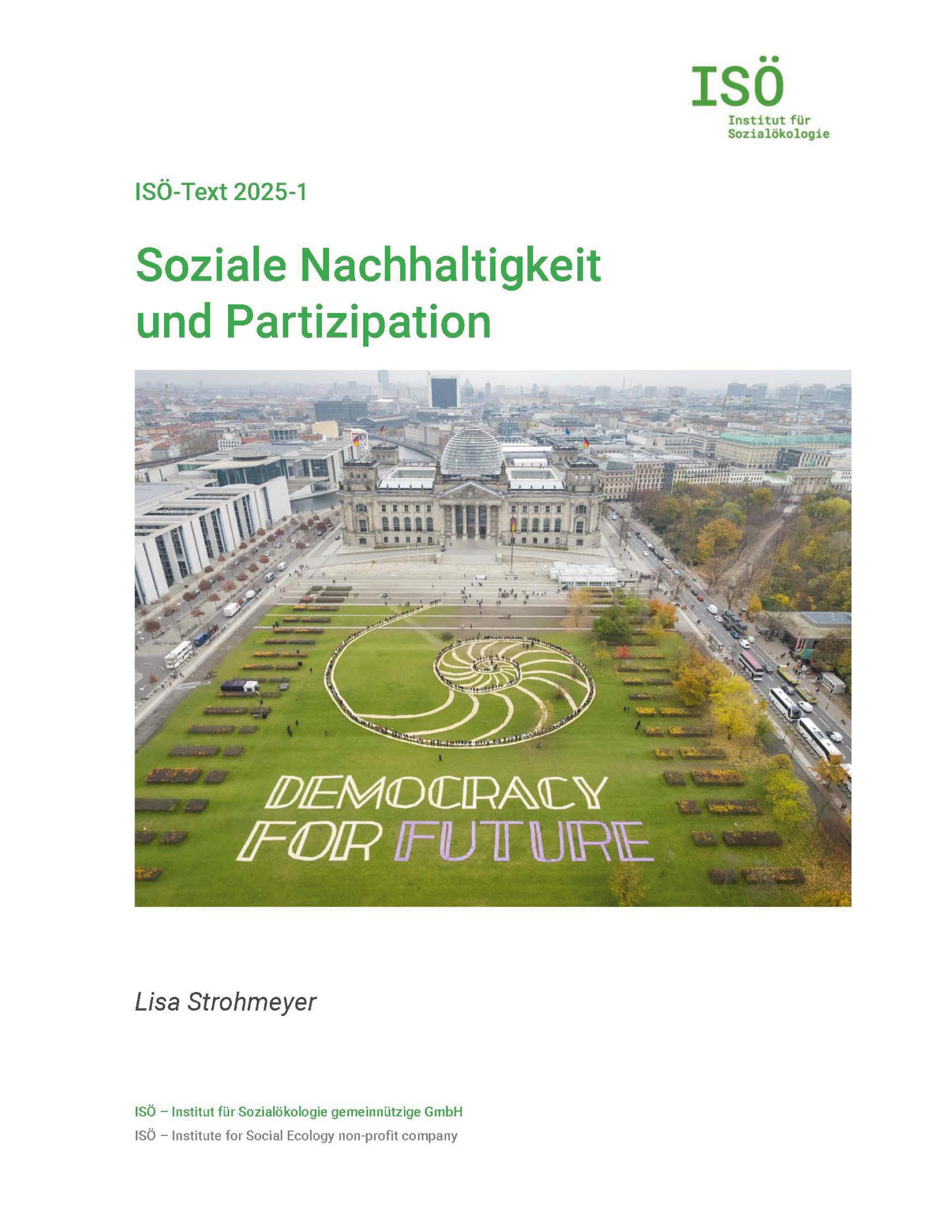Vorderes Coverbild Soziale Nachhaltigkeit und Partizipation