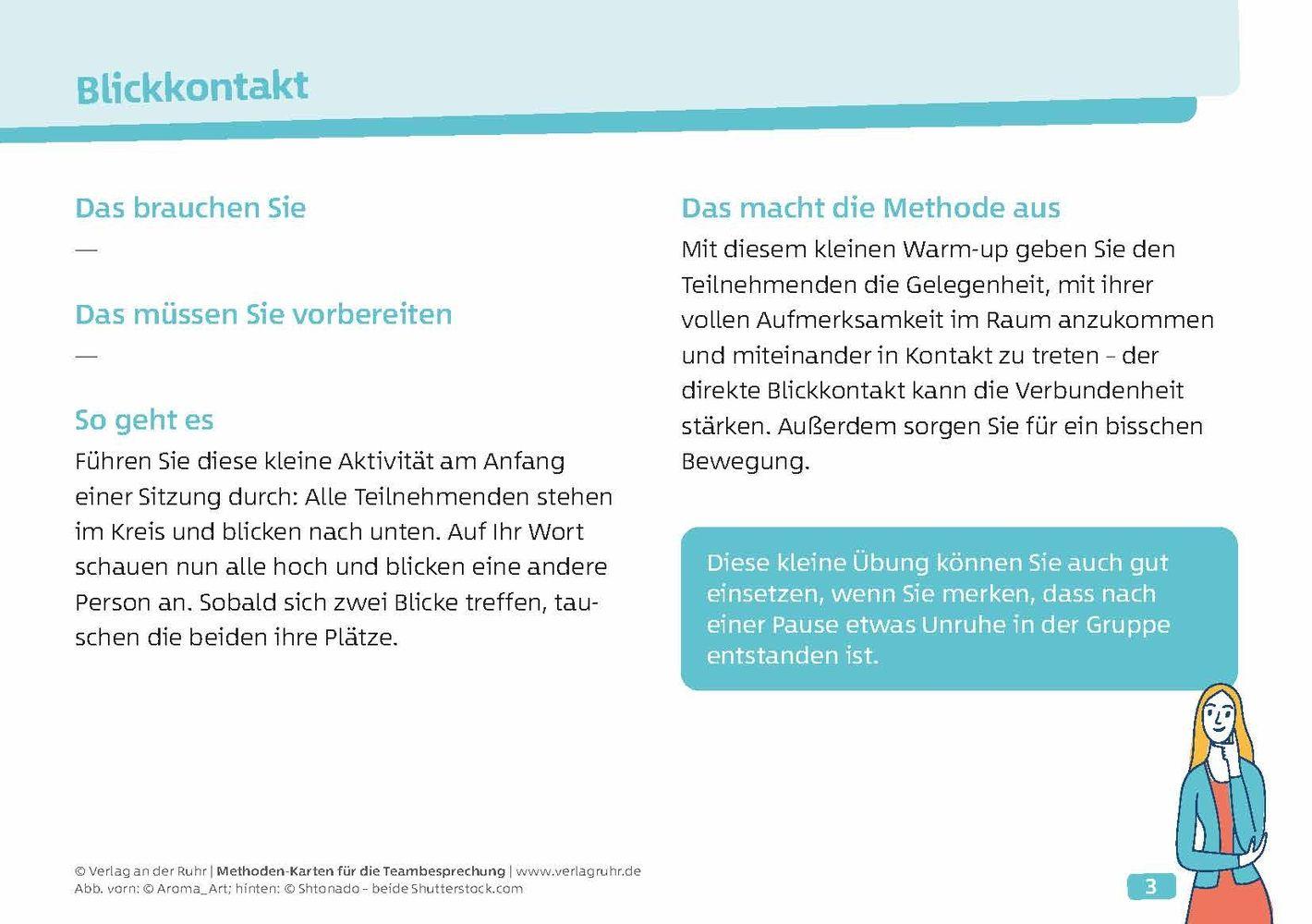 Beispielinhalt (Bild) Methoden-Karten für die Teambesprechung