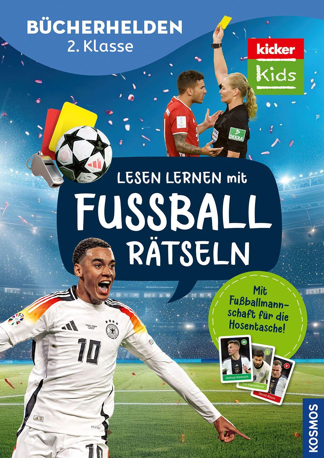 Vorderes Coverbild kicker Kids, Lesen lernen mit Fußballrätseln,