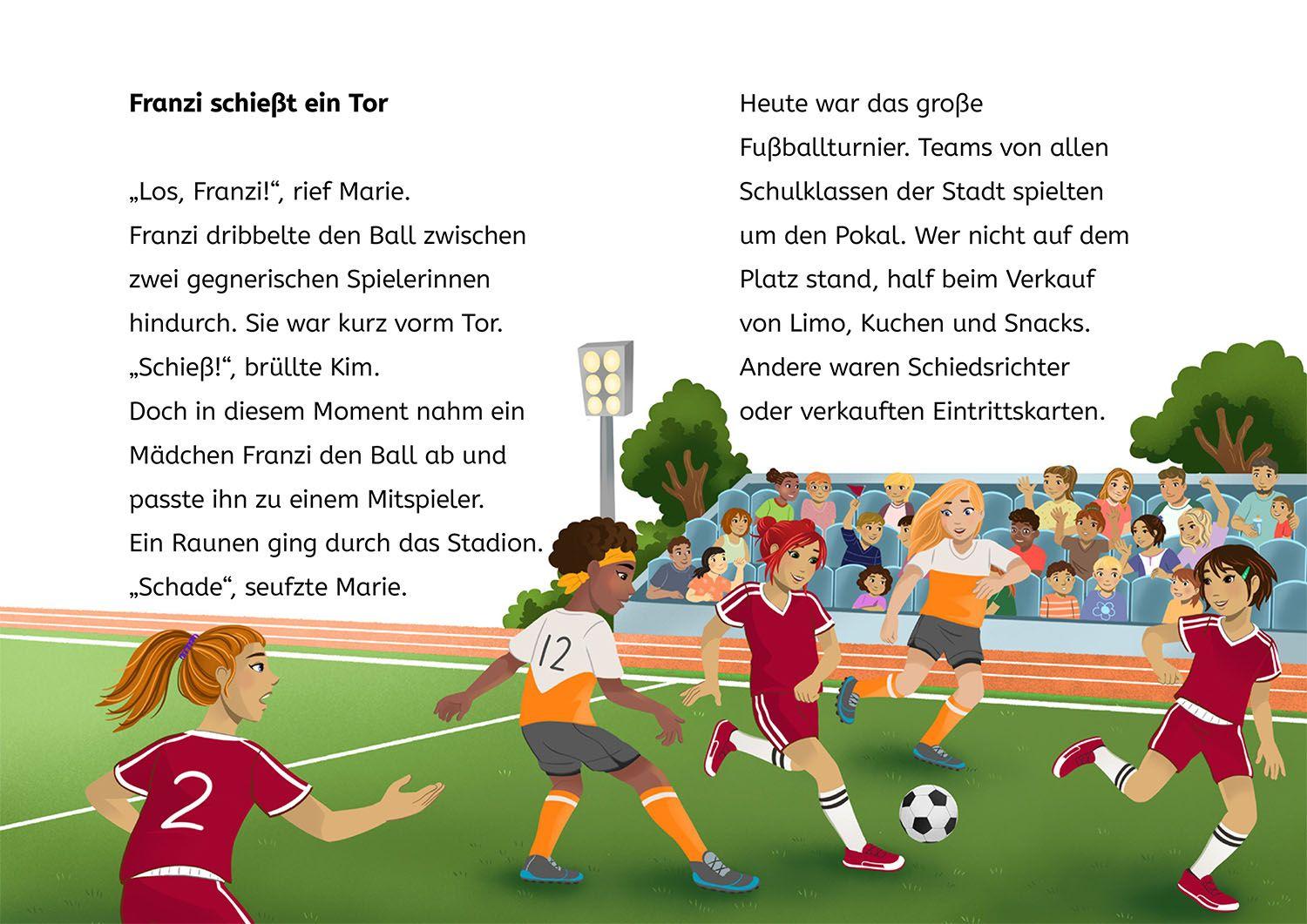 Beispielinhalt (Bild) Die drei !!!, Bücherhelden 2. Klasse, Falsches Spiel beim Fußball