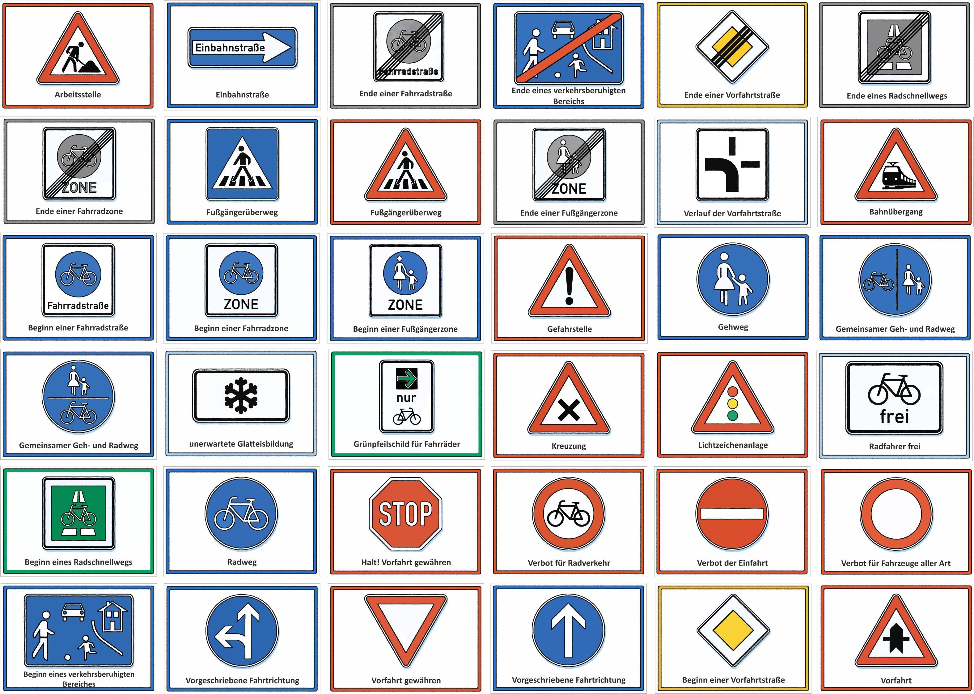Beispielinhalt (Bild) Meine Verkehrszeichen Lernkarten