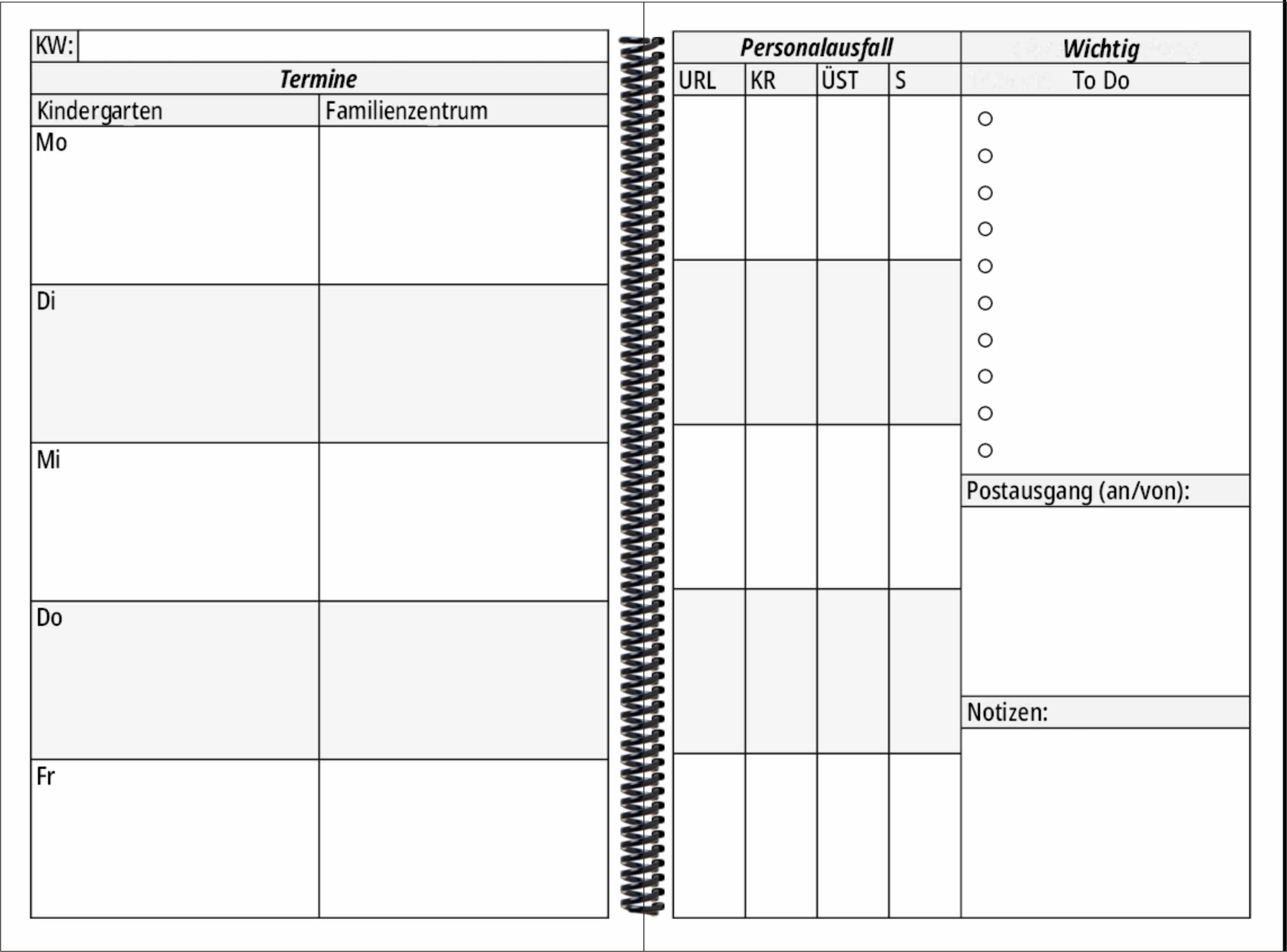 Beispielinhalt (Bild) KiTa & FaZ-Planer 2026